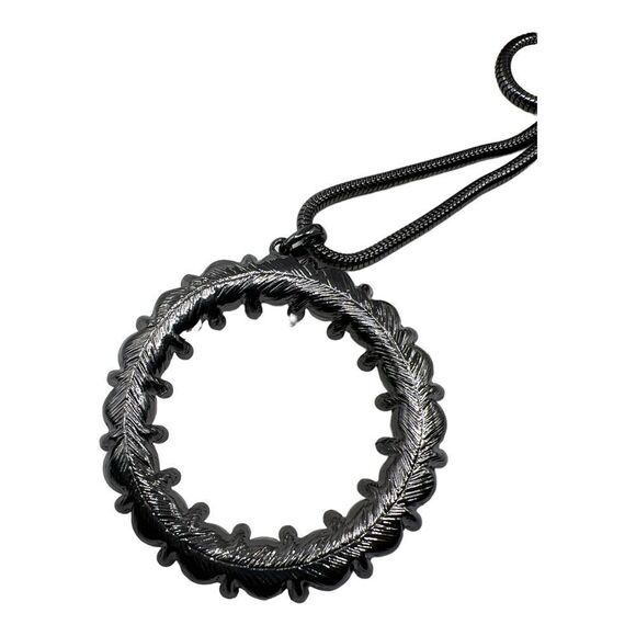 Alfani Hematite-Tone Crystal Imitation Gray Pearl Pendant Necklace New - Picture 2 of 5